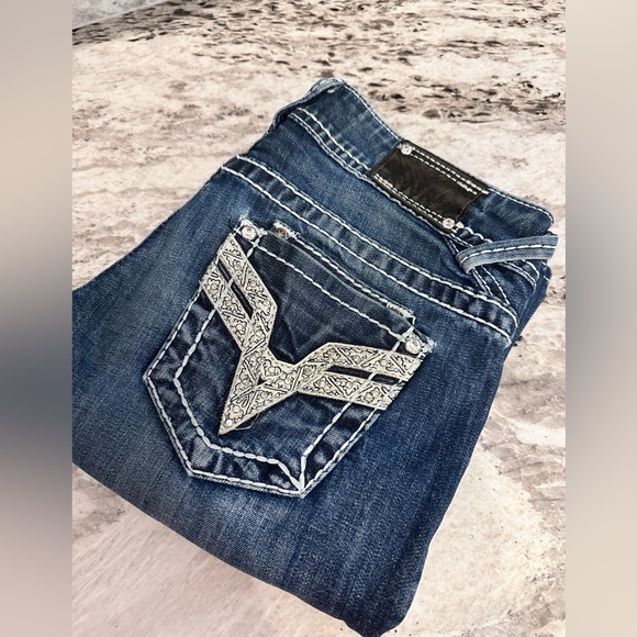 Vigoss Denim Jeans size 5 Length 33 Rhinestones Western - Picture 5 of 7